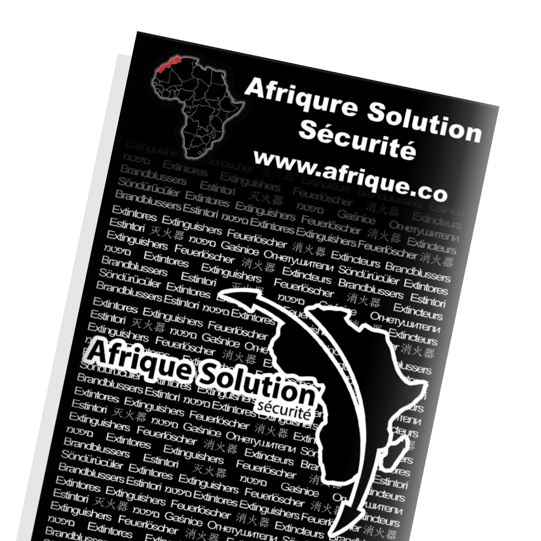 Mockup du catalogue Afrique Solution sécurité incendie Maroc